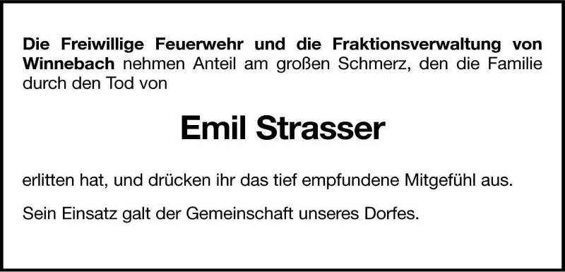 Traueranzeigen von Emil Strasser Trauer.bz