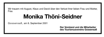 Traueranzeige von Monika Thöni-Seidner von Dolomiten