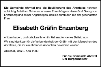Traueranzeige von Elisabeth Gräfin Enzenberg von Dolomiten