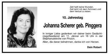 Traueranzeige von Johanna Scherer von Dolomiten