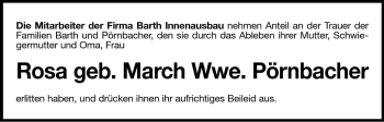 Traueranzeige von Rosa Pörnbacher von Dolomiten
