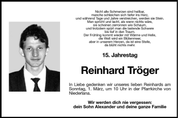 Traueranzeige von Reinhard Tröger von Dolomiten