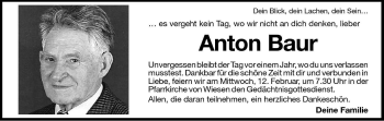 Traueranzeige von Anton Baur von Dolomiten