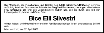 Traueranzeige von Bice Elli Silvestri von Dolomiten