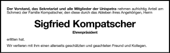 Traueranzeige von Sigfried Kompatscher von Dolomiten