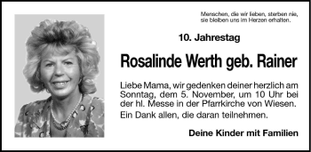 Traueranzeige von Rosalinde Werth von Dolomiten