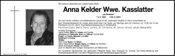 Traueranzeige von Anna Kasslatter von Dolomiten