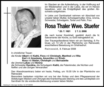 Traueranzeige von Rosa Stuefer von Dolomiten
