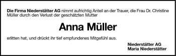 Traueranzeige von Anna Müller von Dolomiten