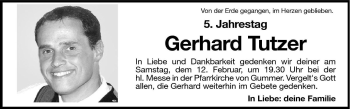 Traueranzeige von Gerhard Tutzer von Dolomiten