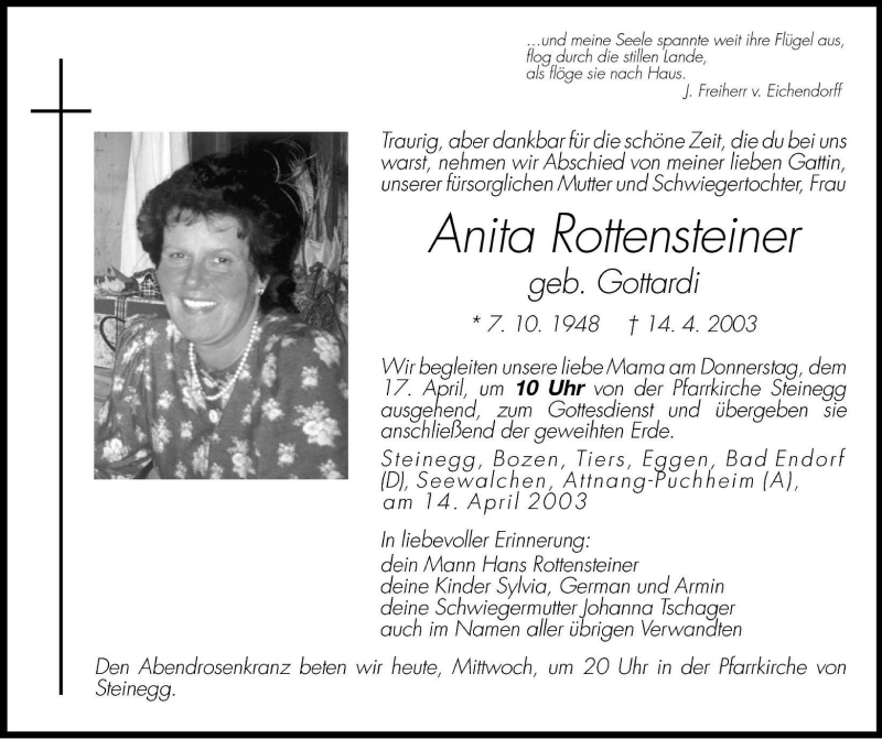  Traueranzeige für Anita Rottensteiner vom 16.04.2003 aus Dolomiten