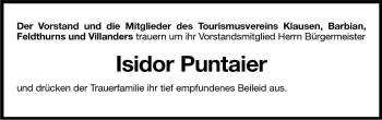 Traueranzeige von Isidor Puntaier von Dolomiten