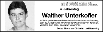 Traueranzeige von Walther Unterkofler von Dolomiten
