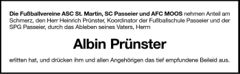 Traueranzeige von Albin Prünster von Dolomiten