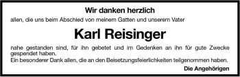 Traueranzeige von Karl Reisinger von Dolomiten
