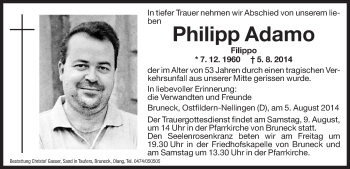 Traueranzeige von Philipp Adamo von Dolomiten