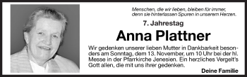 Traueranzeige von Anna Plattner von Dolomiten