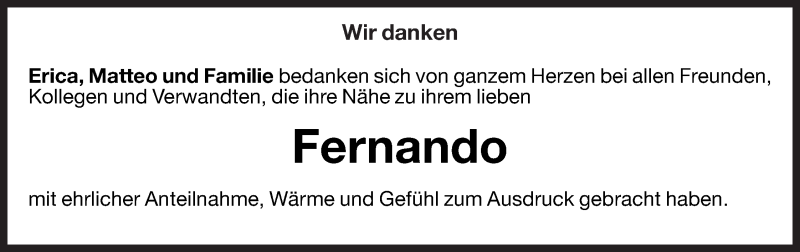  Traueranzeige für Fernando  vom 14.10.2011 aus Dolomiten