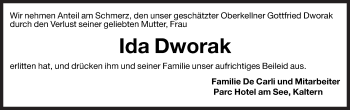 Traueranzeige von Ida Dworak von Dolomiten