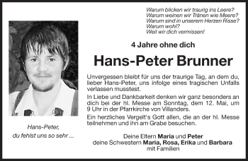 Traueranzeige von Hans-Peter Brunner von Dolomiten