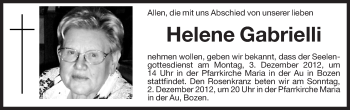 Traueranzeige von Helene Gabrielli von Dolomiten