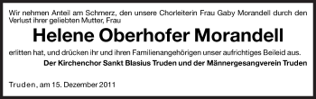 Traueranzeige von Helene  Oberhofer Morandell von Dolomiten