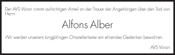 Traueranzeige von Alfons Alber von Dolomiten