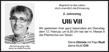 Traueranzeige von Ulli Vill von Dolomiten