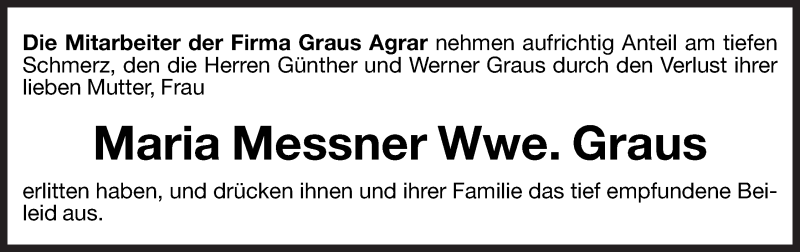  Traueranzeige für Maria Graus vom 12.11.2012 aus Dolomiten