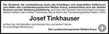 Traueranzeige von Josef Tinkhauser von Dolomiten