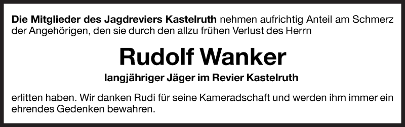  Traueranzeige für Rudolf Wanker vom 25.07.2012 aus Dolomiten