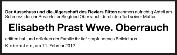 Traueranzeige von Elisabeth Oberrauch von Dolomiten