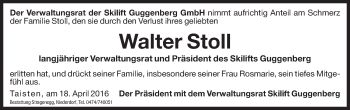 Traueranzeige von Walter Stoll von Dolomiten