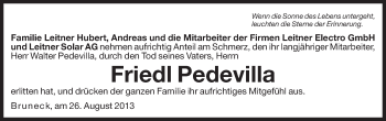 Traueranzeige von Friedl Pedevilla von Dolomiten