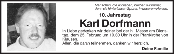 Traueranzeige von Karl Dorfmann von Dolomiten