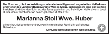 Traueranzeige von Marianna Stoll von Dolomiten