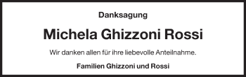 Traueranzeige von Michela Ghizzoni Rossi von Dolomiten