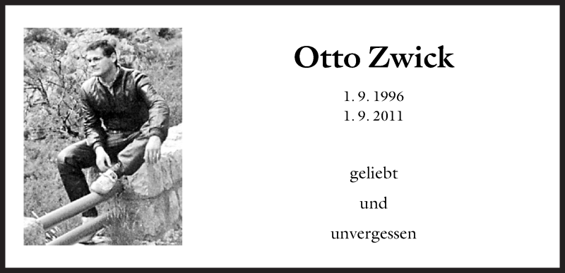  Traueranzeige für Otto Zwick vom 01.09.2011 aus Dolomiten