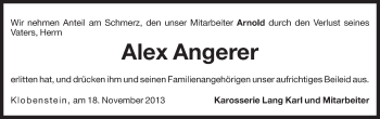 Traueranzeige von Alex Angerer von Dolomiten