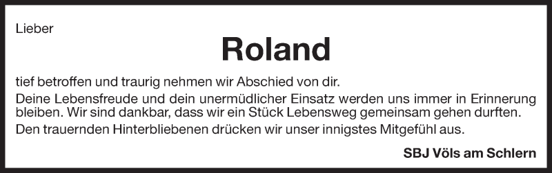  Traueranzeige für Roland  vom 23.04.2013 aus Dolomiten