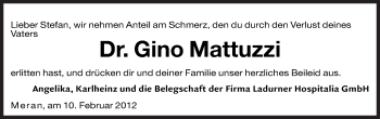 Traueranzeige von Gino Mattuzzi von Dolomiten