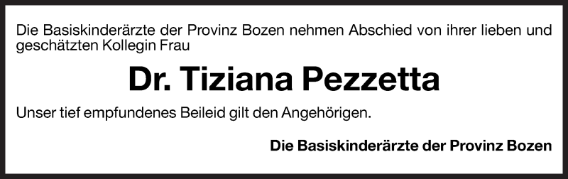  Traueranzeige für Tiziana Pezzetta vom 25.02.2013 aus Dolomiten