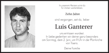 Traueranzeige von Luis Ganterer von Dolomiten