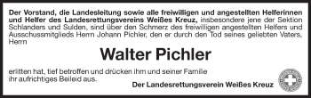 Traueranzeige von Walter Pichler von Dolomiten