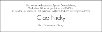 Traueranzeige von Nicky  von Dolomiten