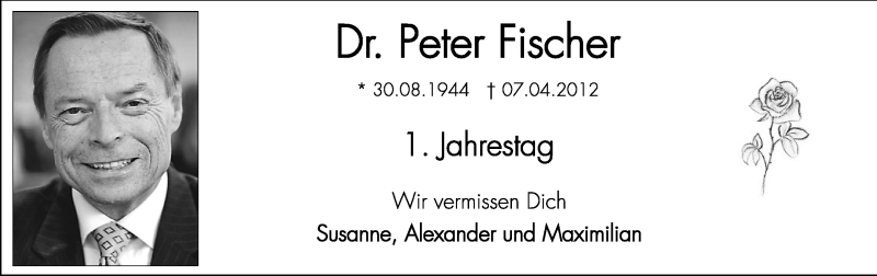  Traueranzeige für Peter Fischer vom 06.04.2013 aus Dolomiten