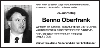 Traueranzeige von Benno Oberfrank von Dolomiten