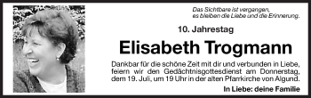 Traueranzeige von Elisabeth Trogmann von Dolomiten