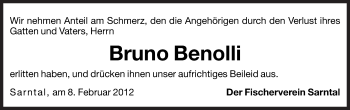 Traueranzeige von Bruno Benolli von Dolomiten