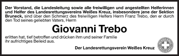 Traueranzeige von Giovanni Trebo von Dolomiten